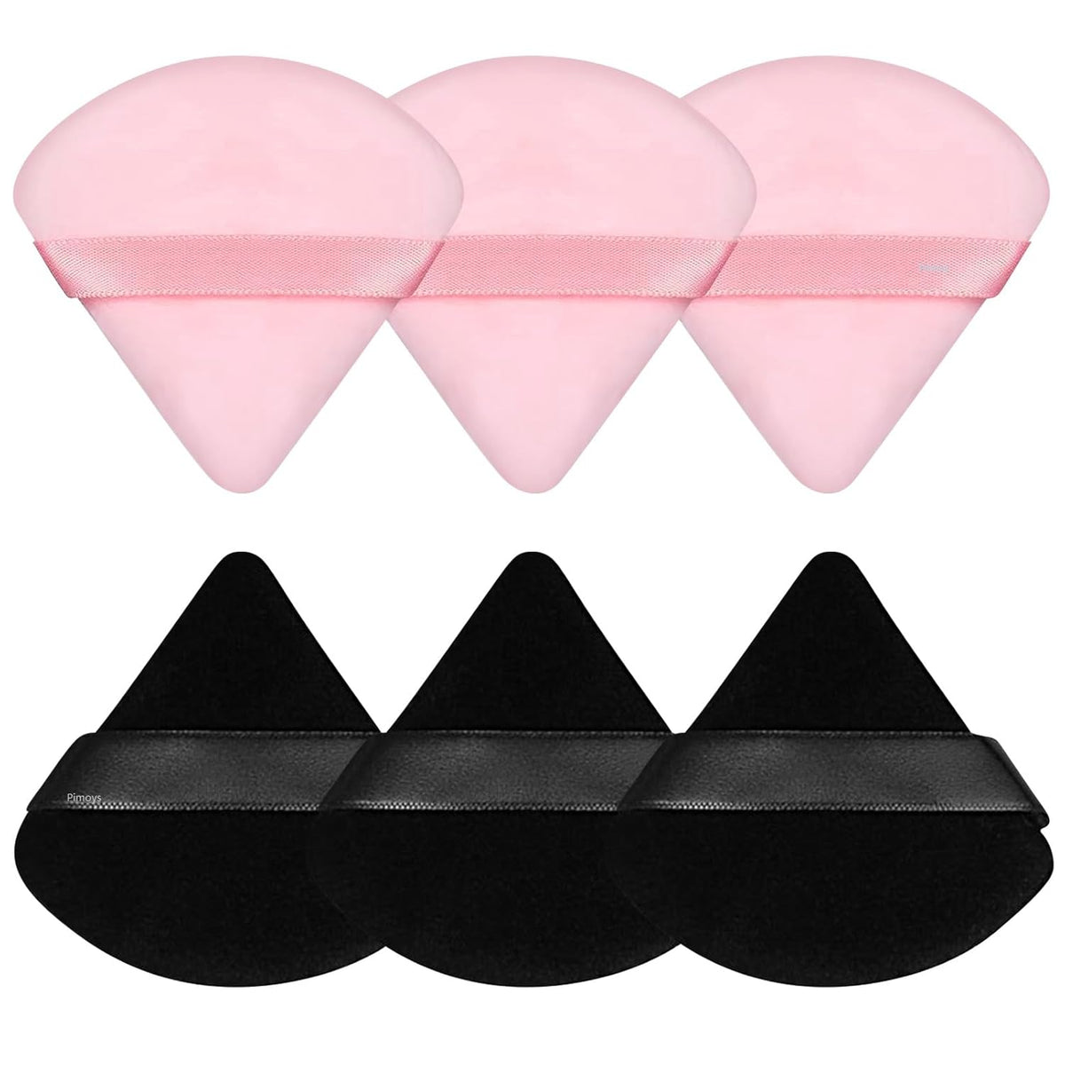 6 Pcs Powder Puff, Face Soft Triangle Makeup Puff Velour Makeup Sponge for Loose Powder (Black)