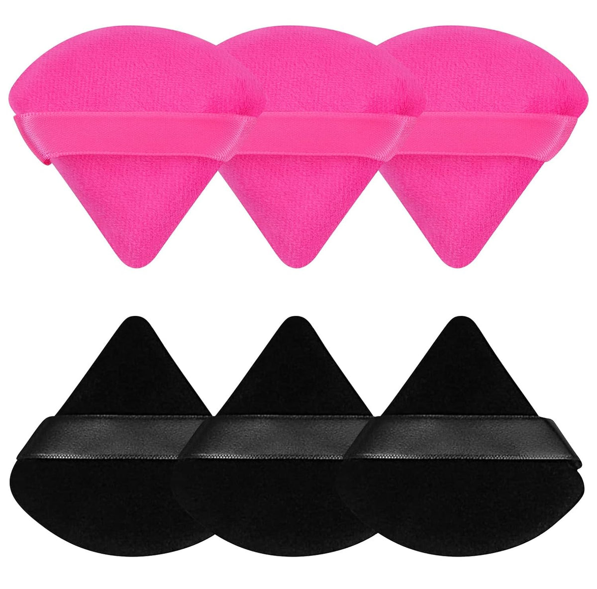 6 Pcs Powder Puff, Face Soft Triangle Makeup Puff Velour Makeup Sponge for Loose Powder (Black)