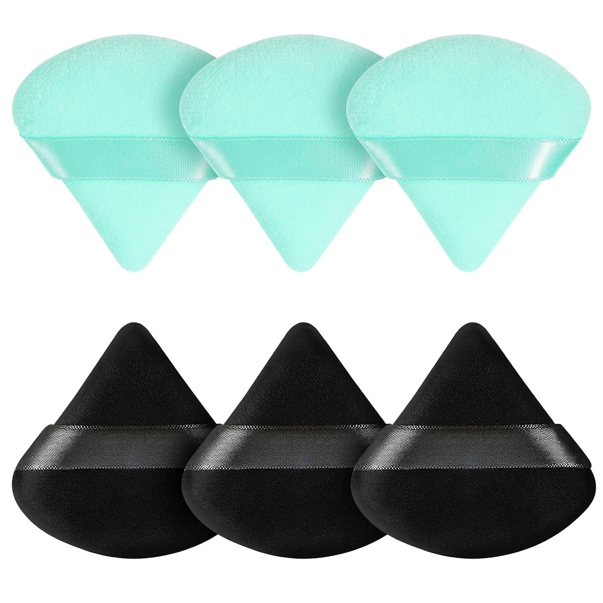 6 Pcs Powder Puff, Face Soft Triangle Makeup Puff Velour Makeup Sponge for Loose Powder (Black)